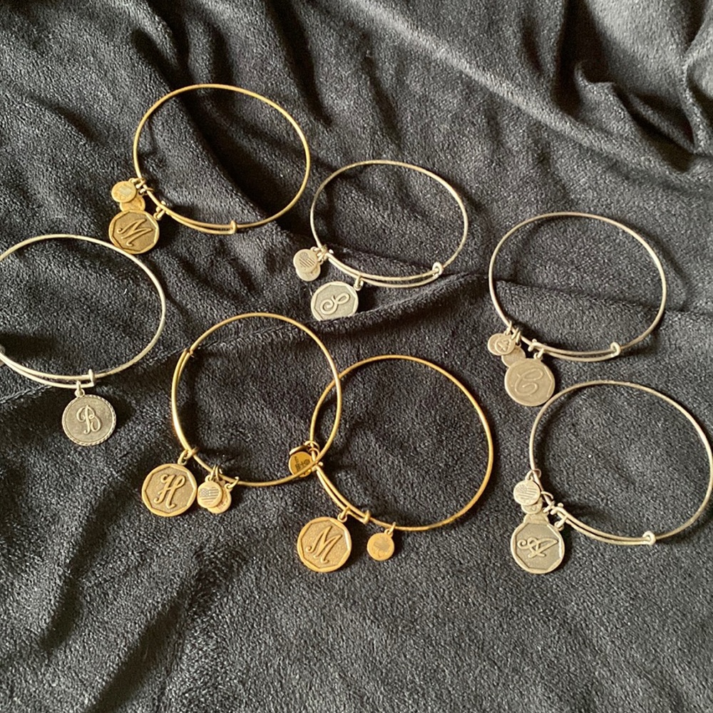 Alex and Ani Initial Bracelets Lot of 7